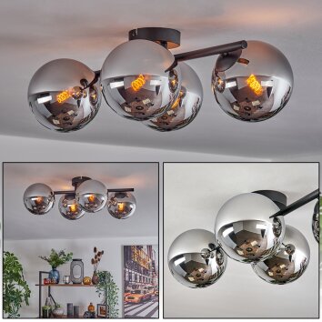 Gastor Plafones, Luminarias esféricas Cromo, Ahumado, 4 luces
