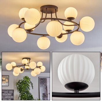 Chehalis Plafones, Luminarias esféricas 76 cm Blanca, 12 luces