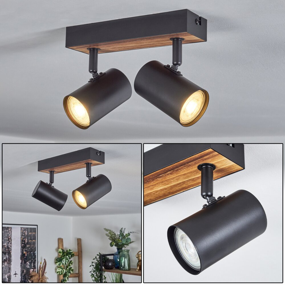 Gesteira Plafones, Spot techo Color madera, Negro, 2 luces main product photo