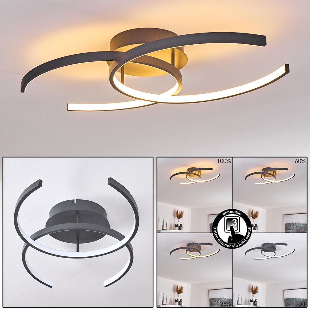 Guinea Lámpara de Techo LED Antracita, 2 luces main product photo