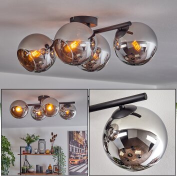 Koyoto Plafones, Luminarias esféricas Cromo, Ahumado, 4 luces