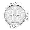 Pantalla de cristal  Koyoto Vidrio de recambio 15 cm Color cobre, Rojo
