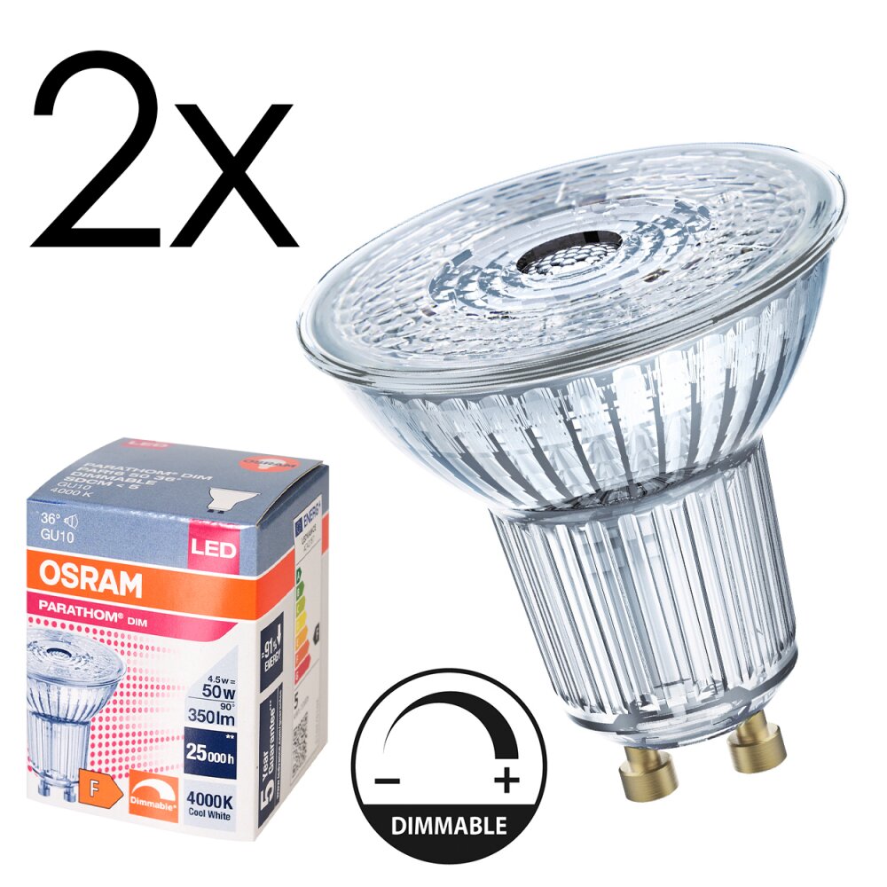 Lámparas Osram GU10 LED 4.5 Watt blanco neutro regulable 350 Lumen main product photo