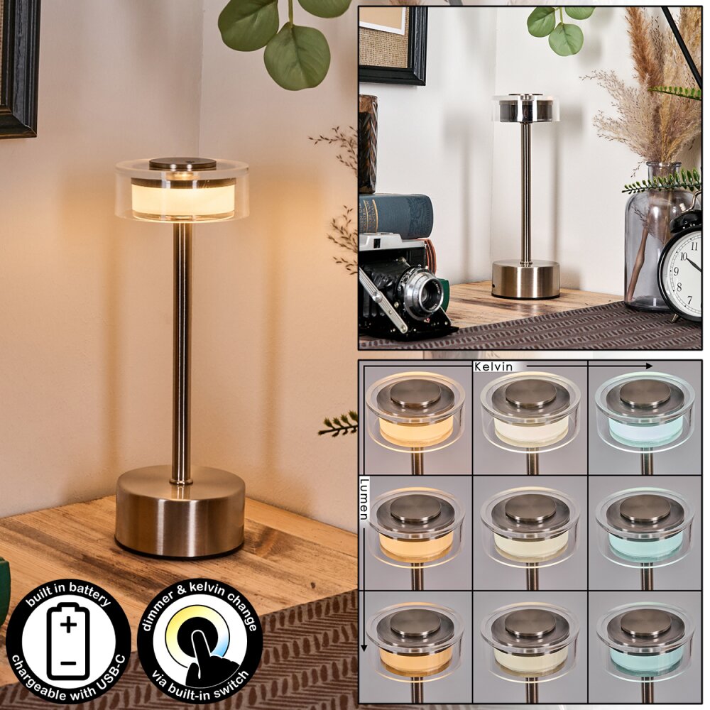 Viada Lámparas de escritorio, Lámparas de mesa LED Cromo, Níquel-mate, 1 luz main product photo