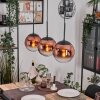 Gastor Lámparas suspendidas, Luminarias esféricas, Lámparas colgantes 20 cm Transparente, Color cobre, 3 luces
