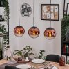 Gastor Lámparas suspendidas, Luminarias esféricas, Lámparas colgantes 20 cm Transparente, Color cobre, 3 luces