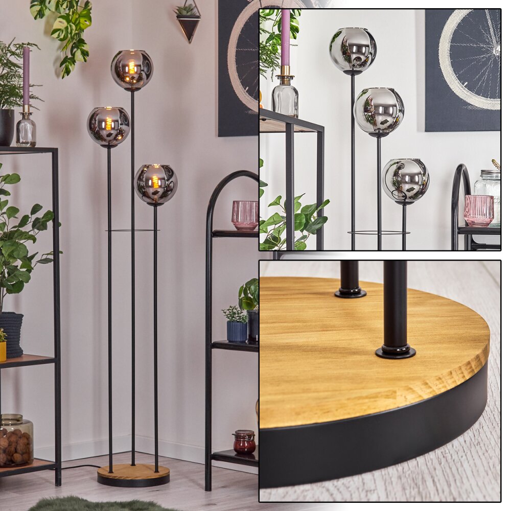 Koyoto Lámpara de pie 30 cm Madera oscura, Negro, 3 luces main product photo