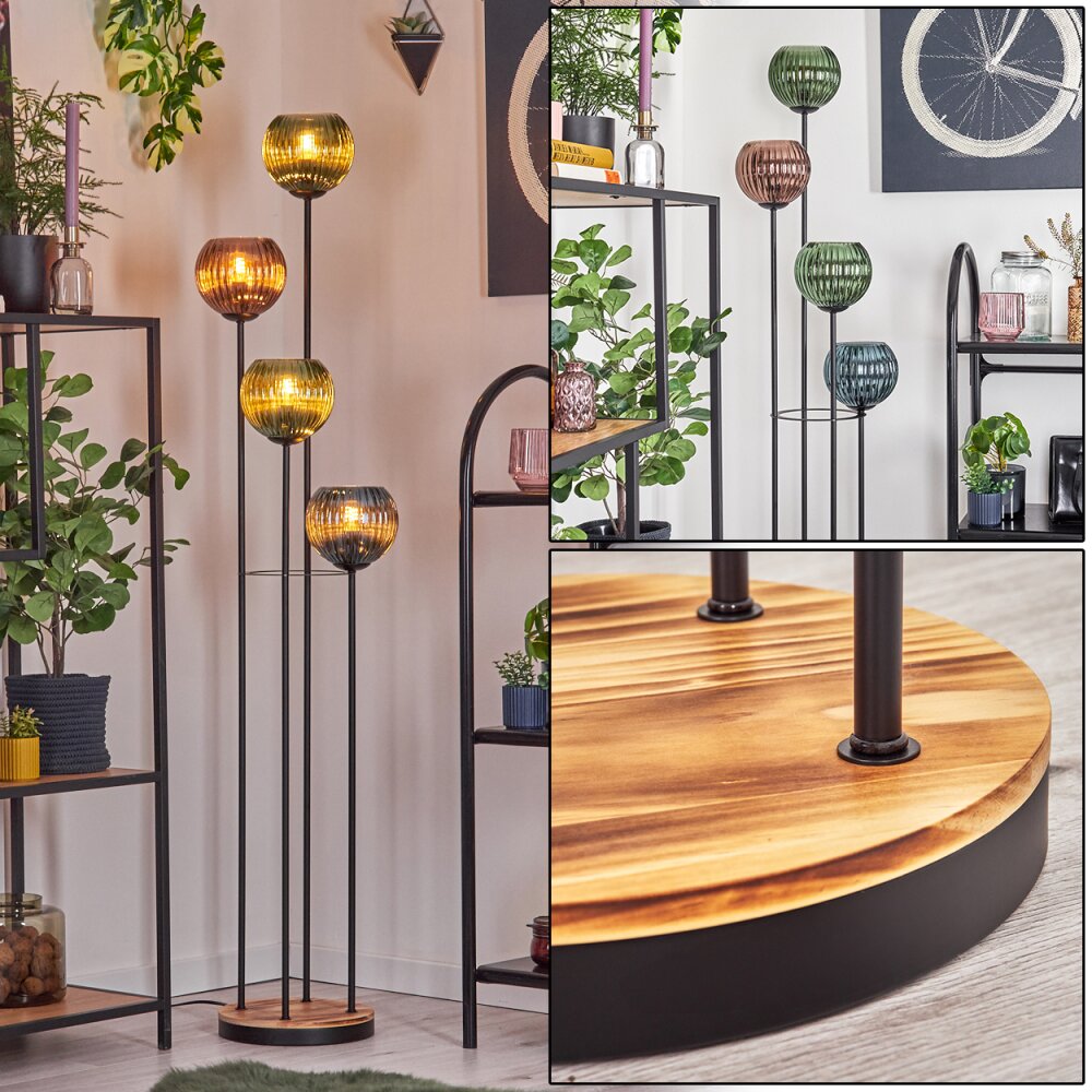 Koyoto Lámpara de pie 30 cm Madera clara, Negro, 4 luces main product photo