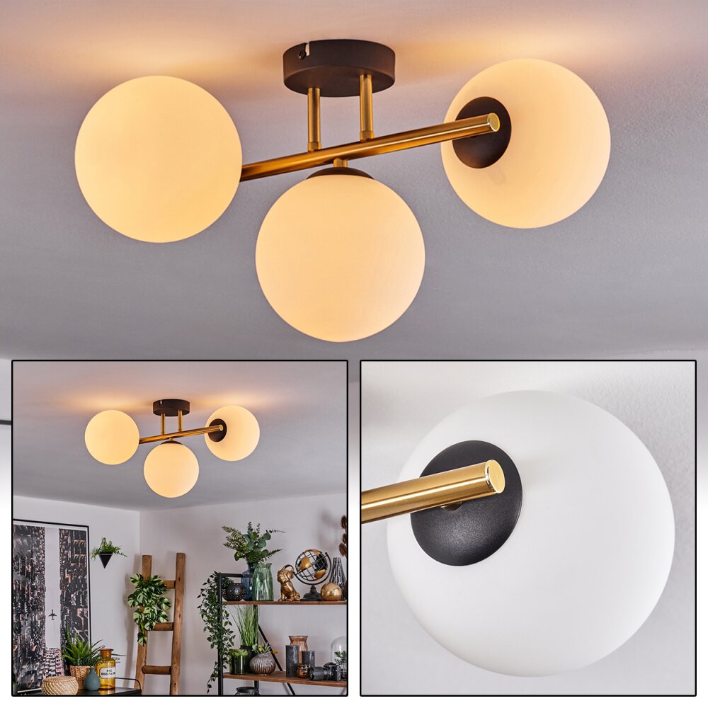 Gastor Plafones, Luminarias esféricas 42 cm dorado, Negro, 3 luces main product photo