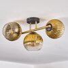 Koyoto Plafones, Luminarias esféricas 30 cm dorado, Negro, 3 luces