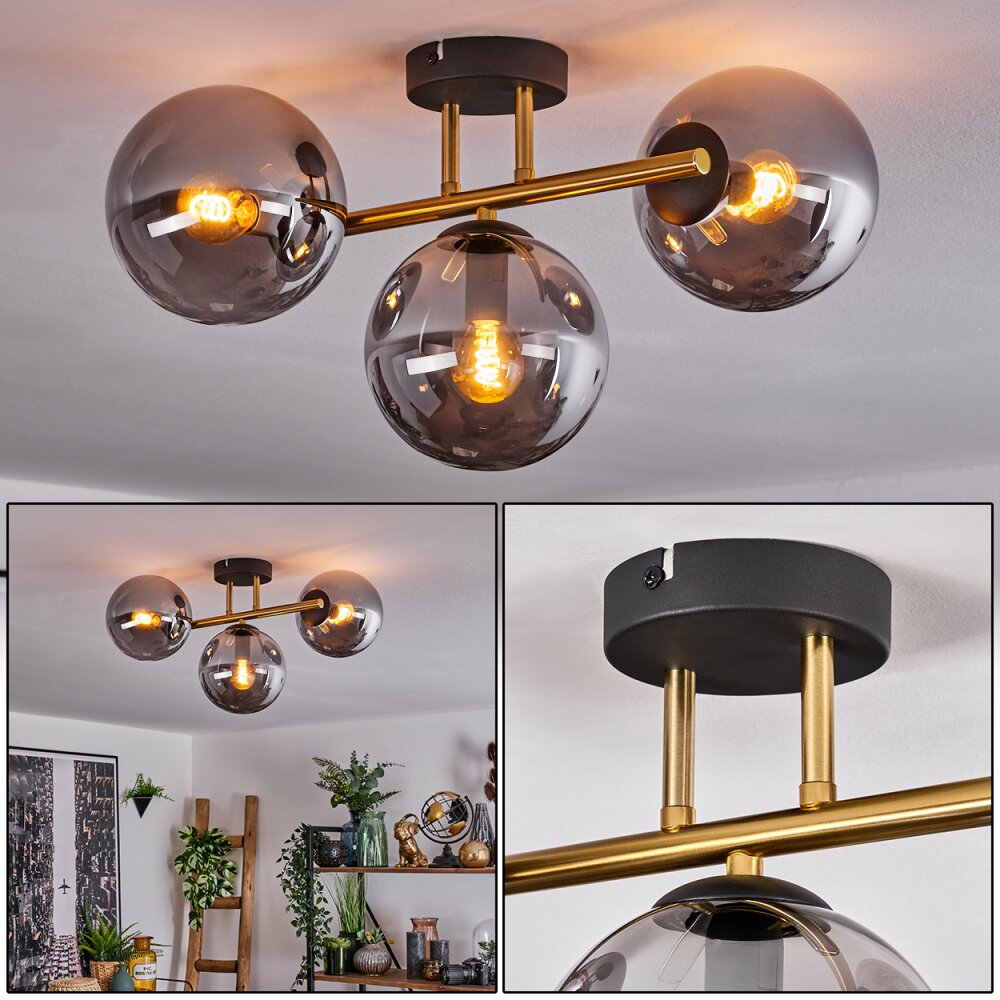 Gastor Plafones, Luminarias esféricas 42 cm dorado, Negro, 3 luces main product photo