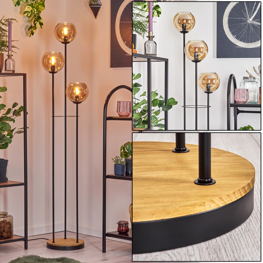 Koyoto Lámpara de pie 30 cm Madera oscura, Negro, 3 luces main product photo