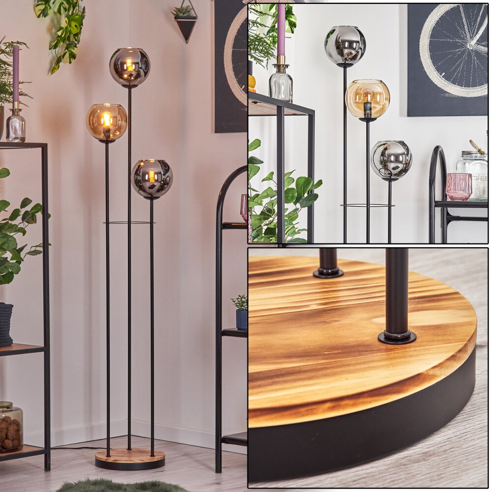 Koyoto Lámpara de pie 30 cm Madera clara, Negro, 3 luces main product photo