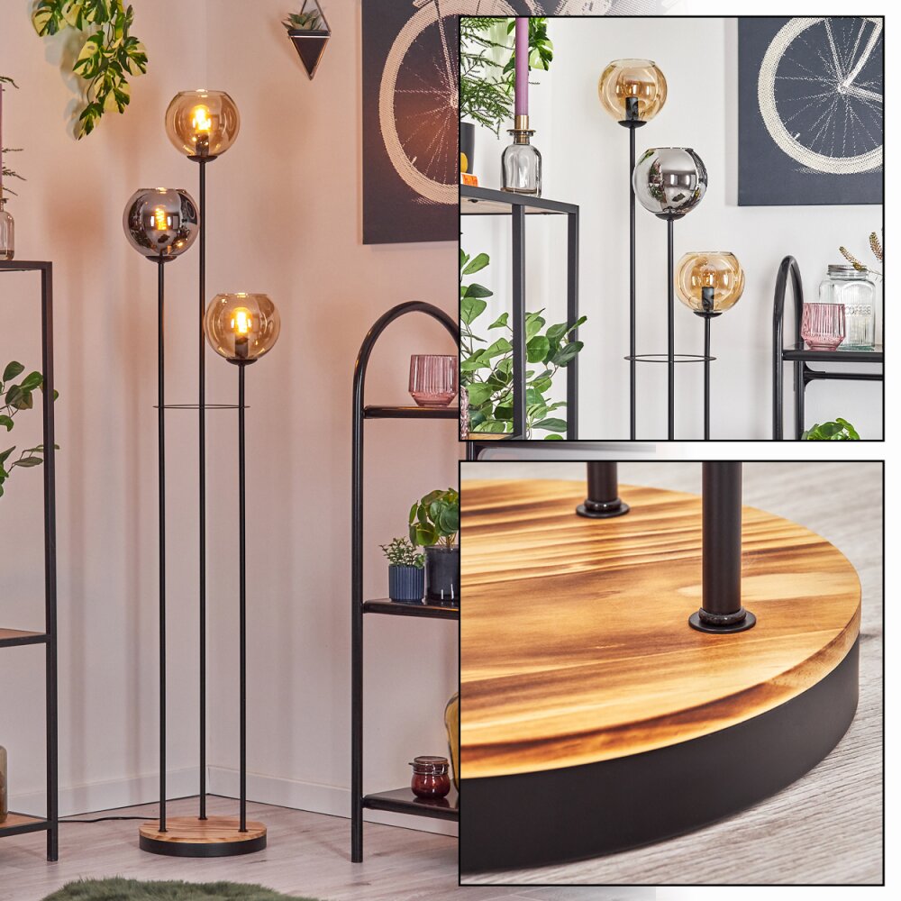 Koyoto Lámpara de pie 25 cm Madera clara, Negro, 3 luces main product photo