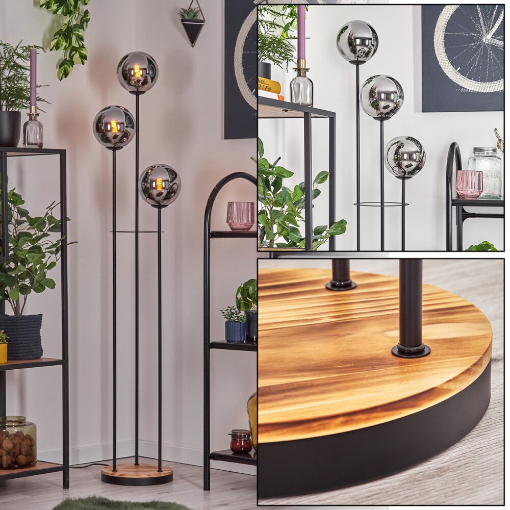 Gastor Lámpara de pie 25 cm Madera clara, Negro, 3 luces main product photo