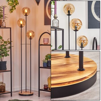Gastor Lámpara de pie 30 cm Madera clara, Negro, 3 luces