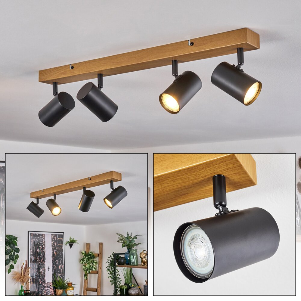 Gesteira Plafones, Spot techo Color madera, Negro, 4 luces main product photo