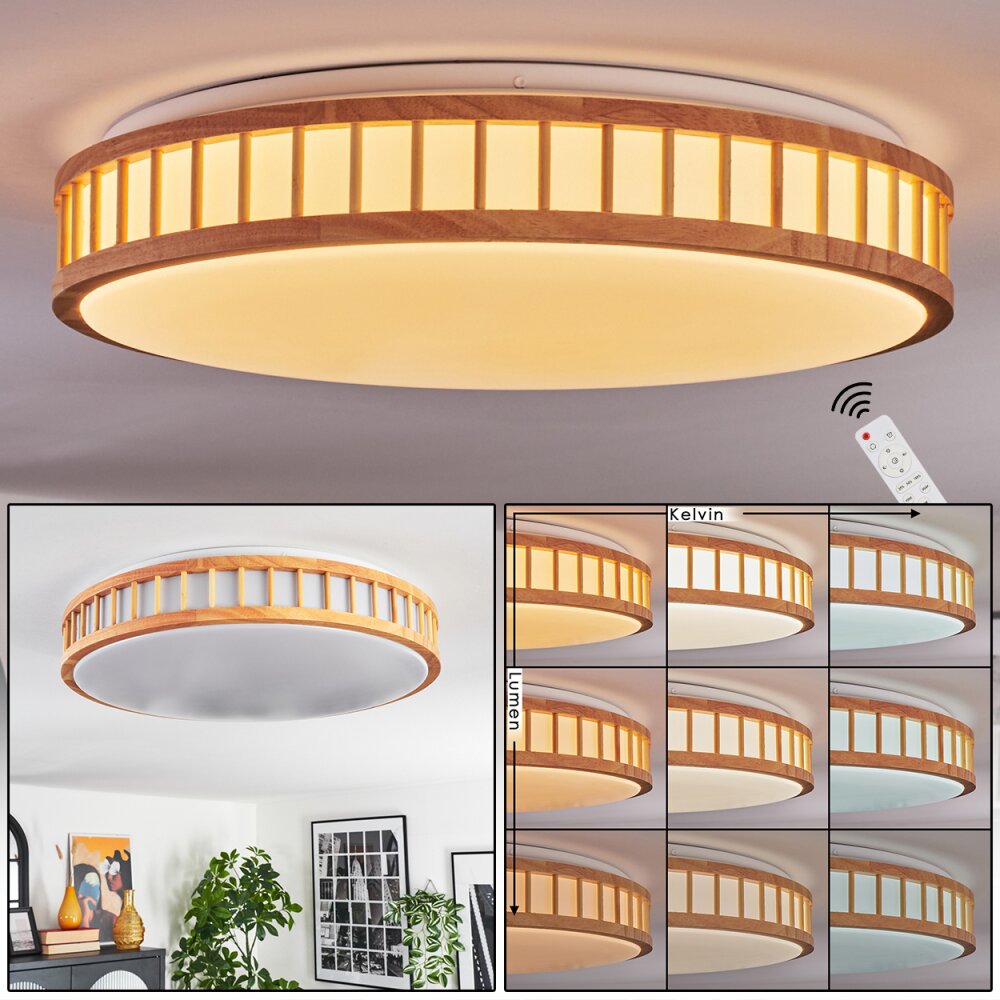 Amarelos Plafones LED Crudo, Blanca, 1 luz, Mando a distancia main product photo