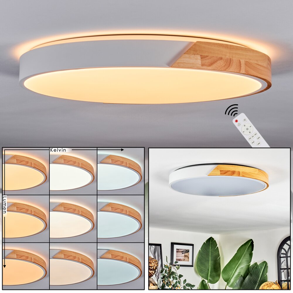 Cadaixo Plafones LED Crudo, Blanca, 1 luz, Mando a distancia main product photo