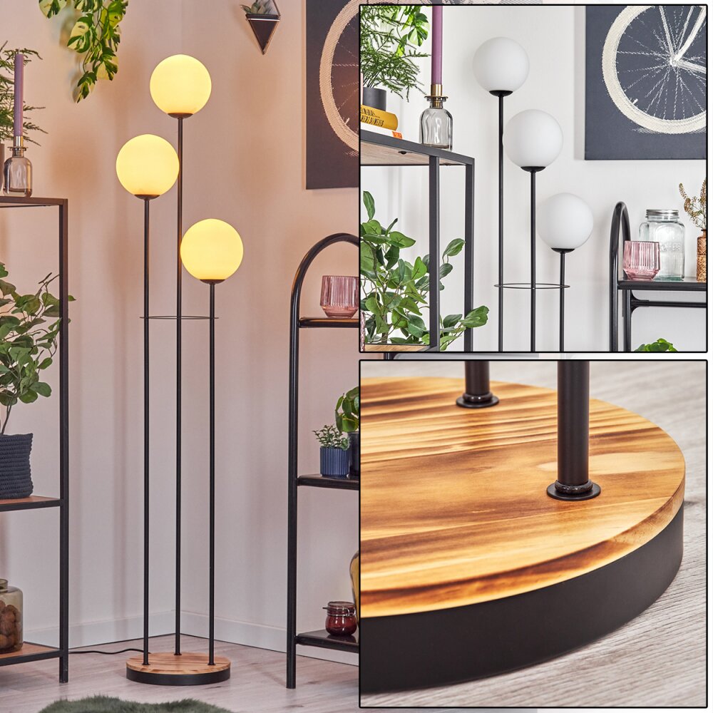 Gastor Lámpara de pie 30 cm Madera clara, Negro, 3 luces main product photo