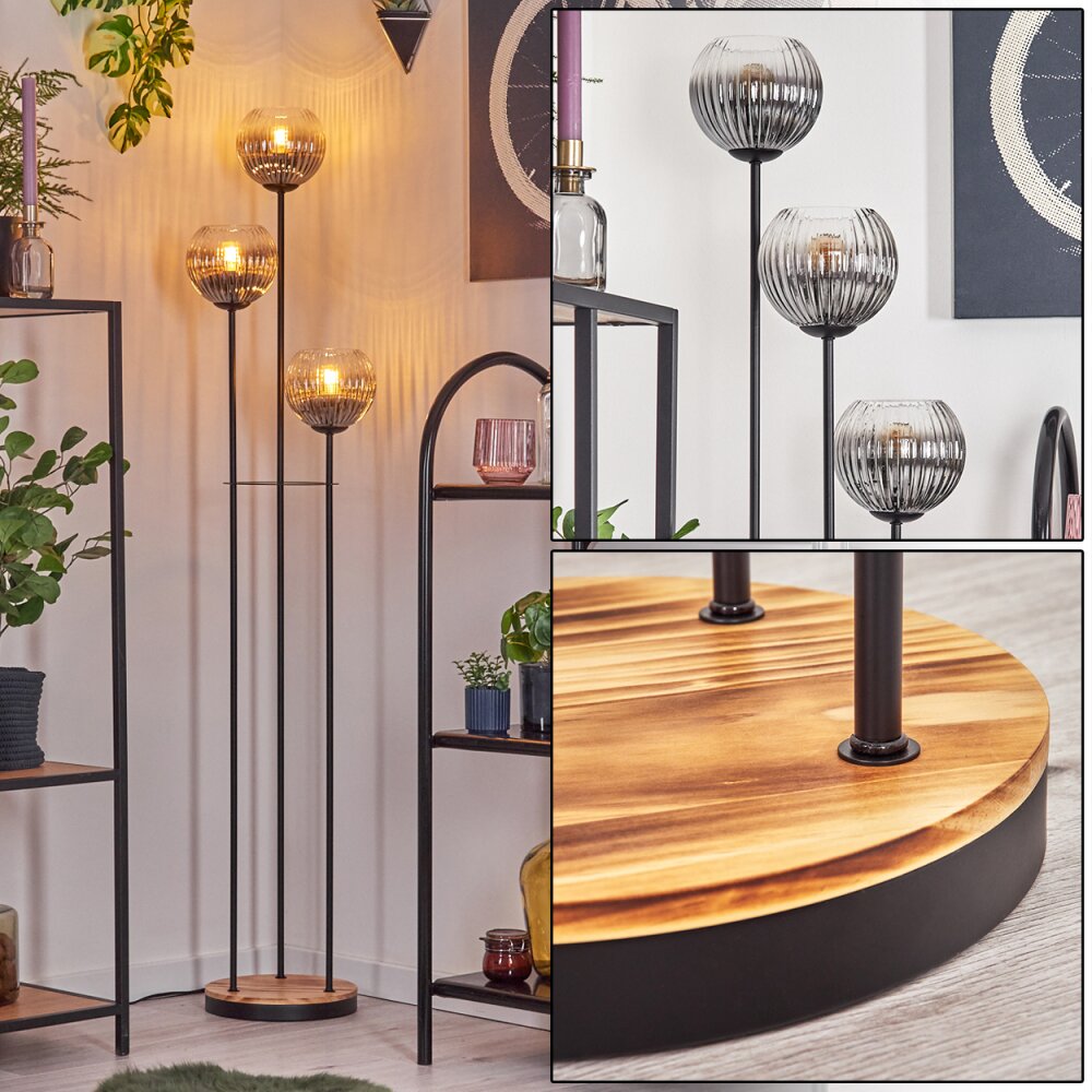 Koyoto Lámpara de pie 30 cm Madera clara, Negro, 3 luces main product photo