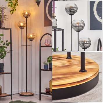 Koyoto Lámpara de pie 30 cm Madera clara, Negro, 3 luces