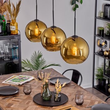 Koyoto Lámparas suspendidas, Luminarias esféricas, Lámparas colgantes Negro, 3 luces