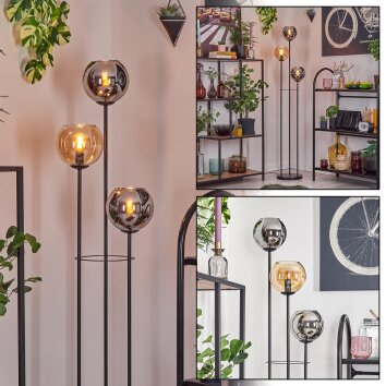 Koyoto Lámpara de pie Negro, 3 luces