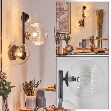 Chehalis Luminarias esféricas, Apliques 33 cm Transparente, 3 luces