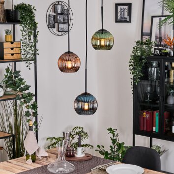 Koyoto Lámparas suspendidas, Luminarias esféricas, Lámparas colgantes Negro, 3 luces