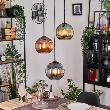 Koyoto Lámparas suspendidas Negro, 3 luces