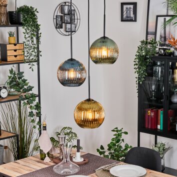 Koyoto Lámparas suspendidas Negro, 3 luces