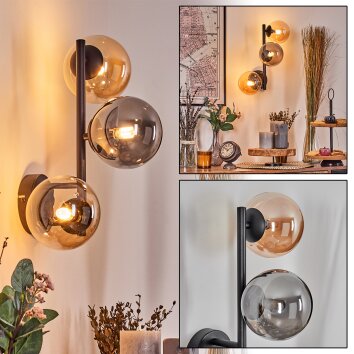 Chehalis Luminarias esféricas, Apliques Colores ámbar, Ahumado, 3 luces