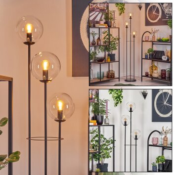Gastor Lámpara de pie 30 cm Negro, 3 luces