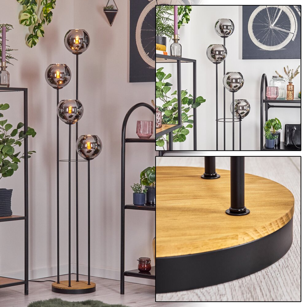 Koyoto Lámpara de pie 30 cm Madera oscura, Negro, 4 luces main product photo