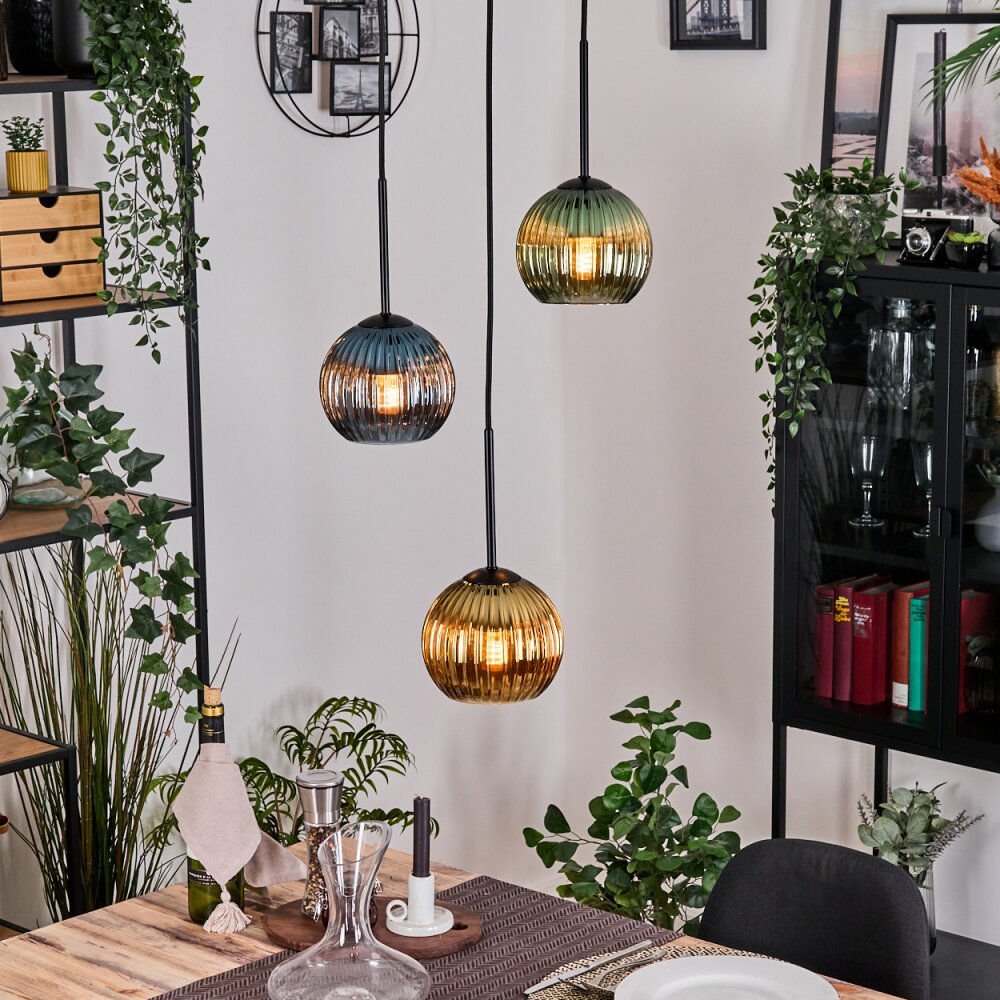 Koyoto Lámparas suspendidas, Luminarias esféricas, Lámparas colgantes, Lámpara colgante de clúster Negro, 3 luces main product photo