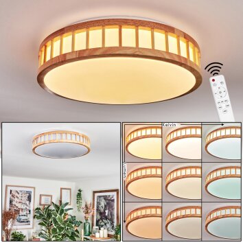 Amarelos Plafones, Panel LED Blanca, 1 luz, Mando a distancia