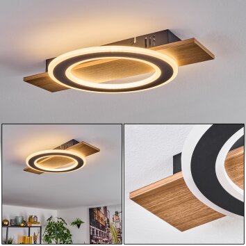 Besperia Plafones LED Color madera, Negro, 1 luz
