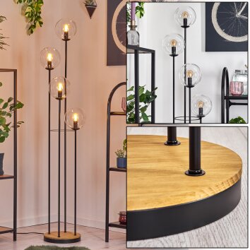 Gastor Lámpara de pie 30 cm Madera oscura, Negro, 4 luces