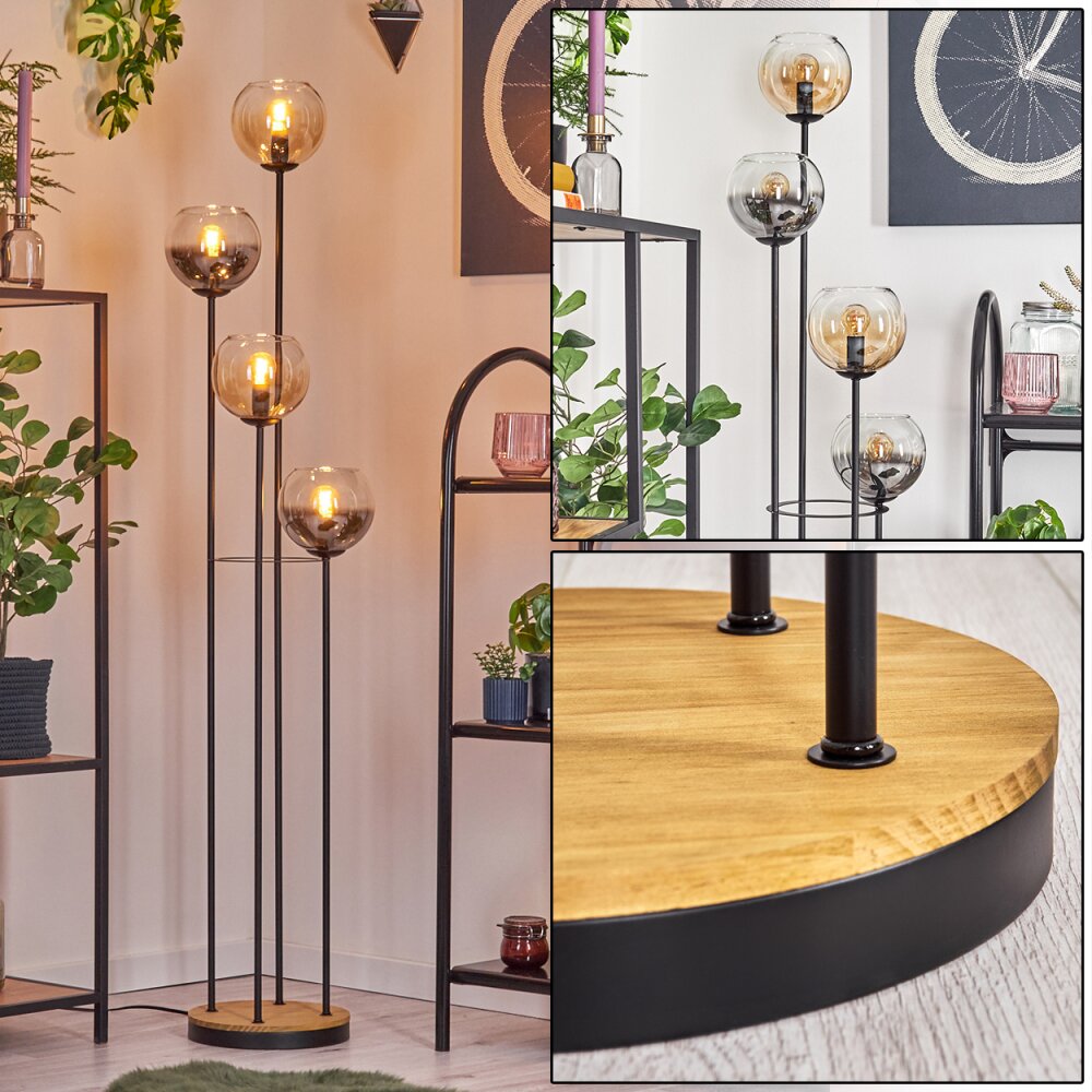 Koyoto Lámpara de pie 30 cm Madera oscura, Negro, 4 luces main product photo