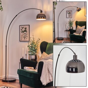 Baloca Lámpara de pie Cromo, Negro, 1 luz