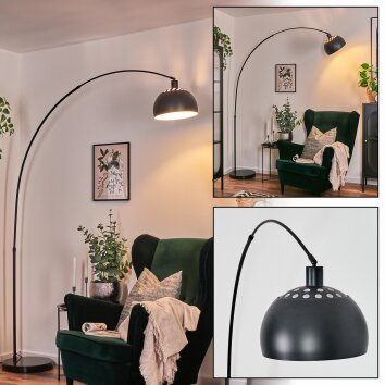 Baloca Lámpara de pie, Lámparas de pie tipo arco Negro, 1 luz