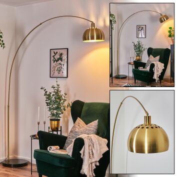 Baloca Lámpara de pie, Lámparas de pie tipo arco dorado, Negro, 1 luz
