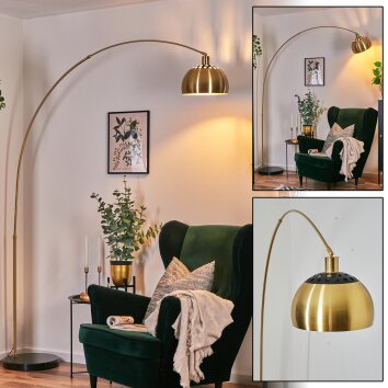 Baloca Lámpara de pie, Lámparas de pie tipo arco dorado, Negro, 1 luz