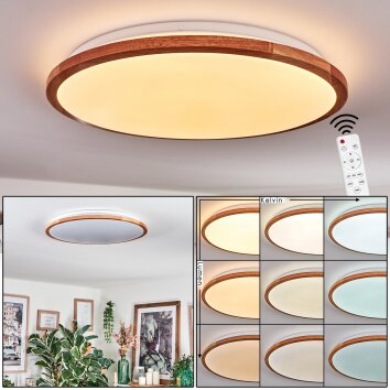 Nogueria Plafones, Panel LED Blanca, 1 luz, Mando a distancia