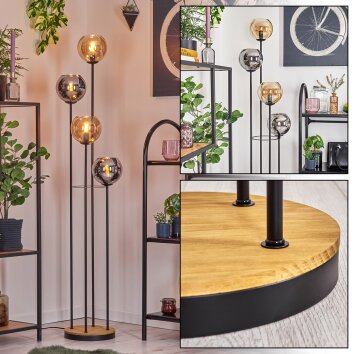 Koyoto Lámpara de pie 30 cm Madera oscura, Negro, 4 luces