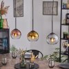 Koyoto Lámparas suspendidas, Luminarias esféricas, Lámparas colgantes Cromo, dorado, Transparente, Color cobre, Ahumado, 3 luces