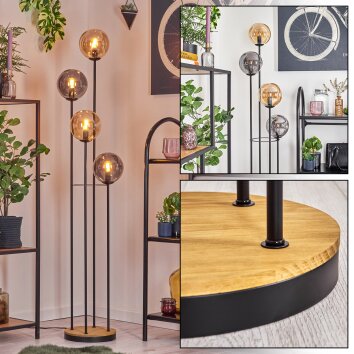 Gastor Lámpara de pie 30 cm Madera oscura, Negro, 4 luces
