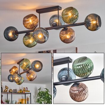Koyoto Plafones, Luminarias esféricas Azul, Verde, Color cobre, 8 luces