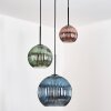 Koyoto Lámparas suspendidas, Luminarias esféricas, Lámparas colgantes 30 cm Azul, Verde, Color cobre, 3 luces
